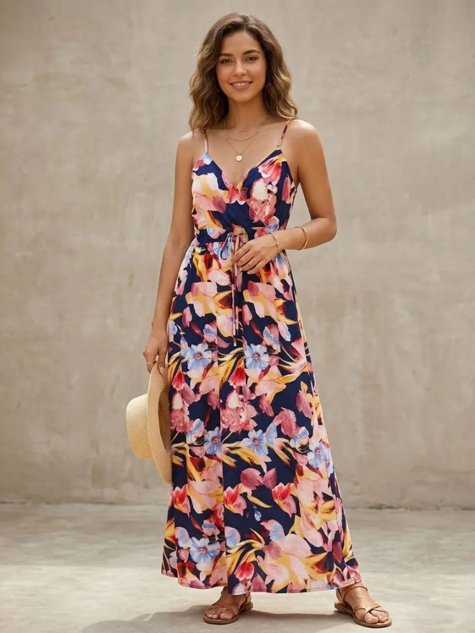 Vestido longo estampado Tam G 