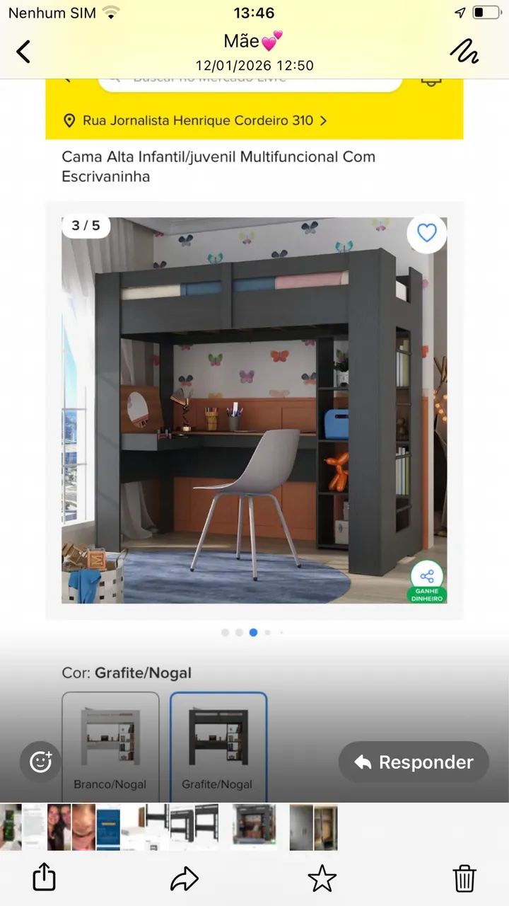Cama infantil/juvenil funcional com escrivaninha 