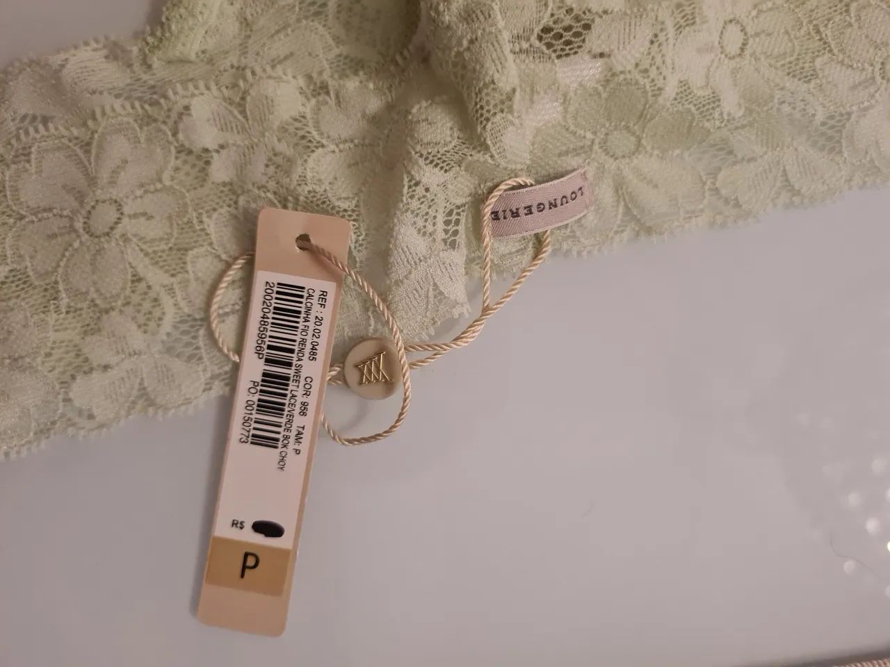 Calcinha Loungerie renda verde menta - nova e com etiqueta - Foto 3