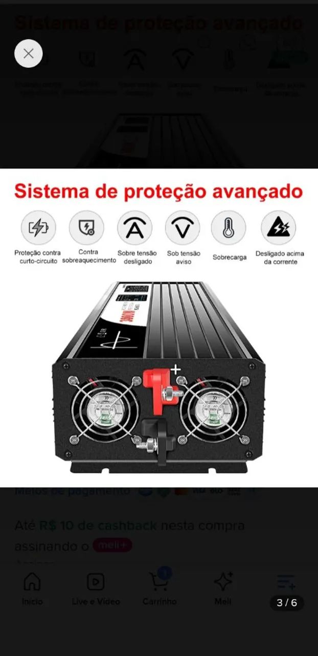 Inversor 12 volts 220,caixa lacrada  - Foto 2
