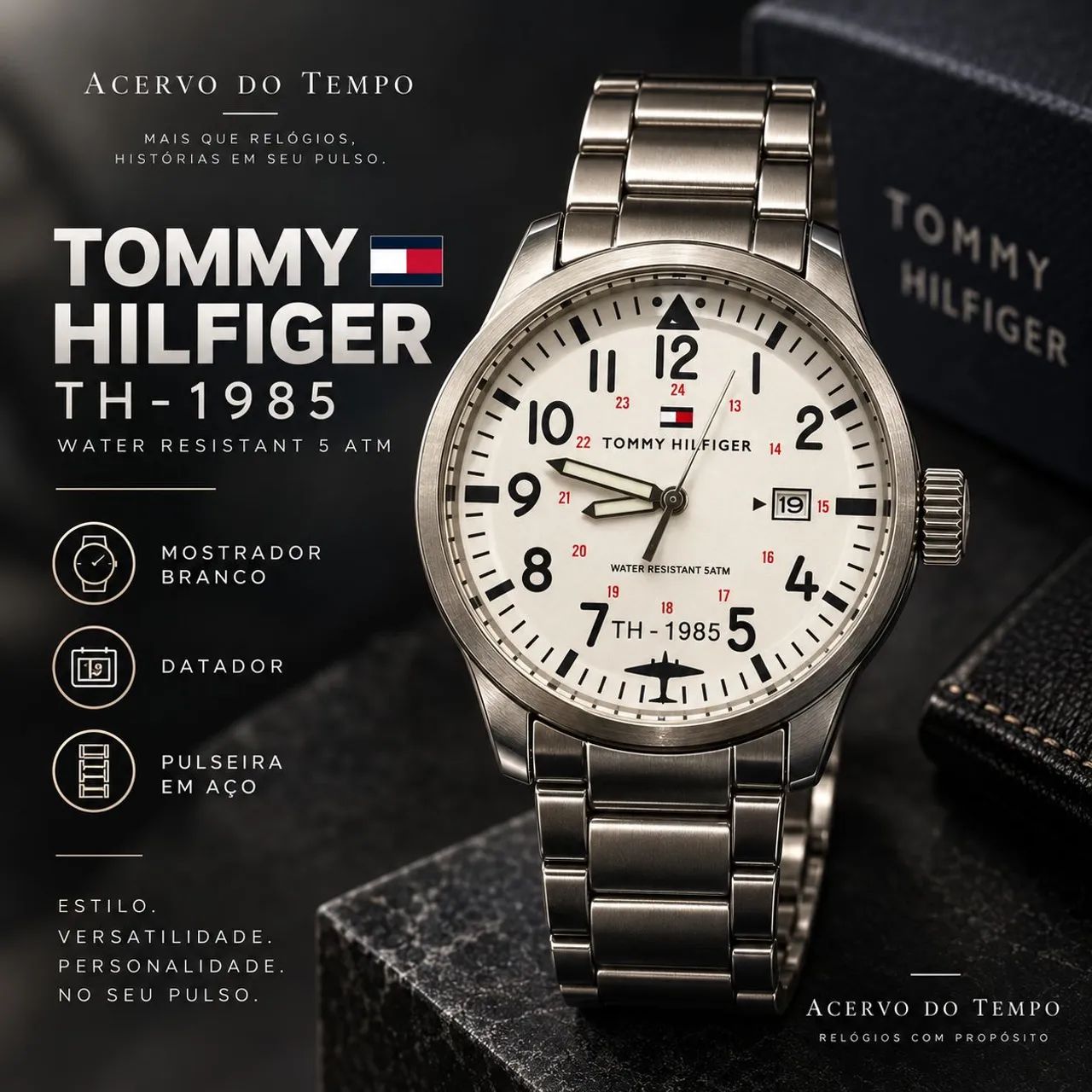 Relógio Tommy Hilfiger fundo branco 