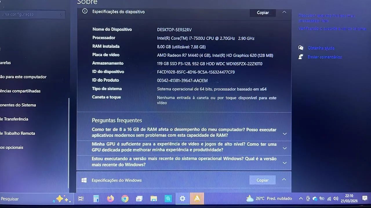 Notebook Dell i7