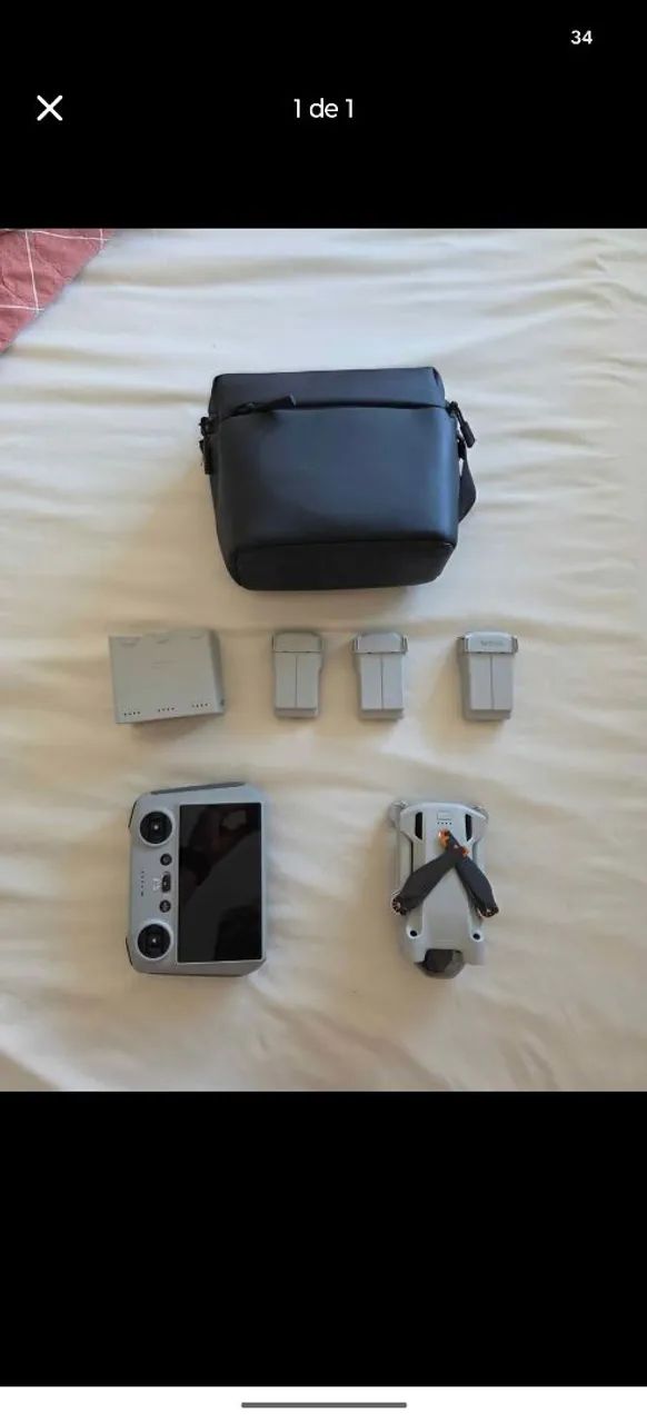 Drone DJI Mini 3 pro com todas baterias e controle com tela