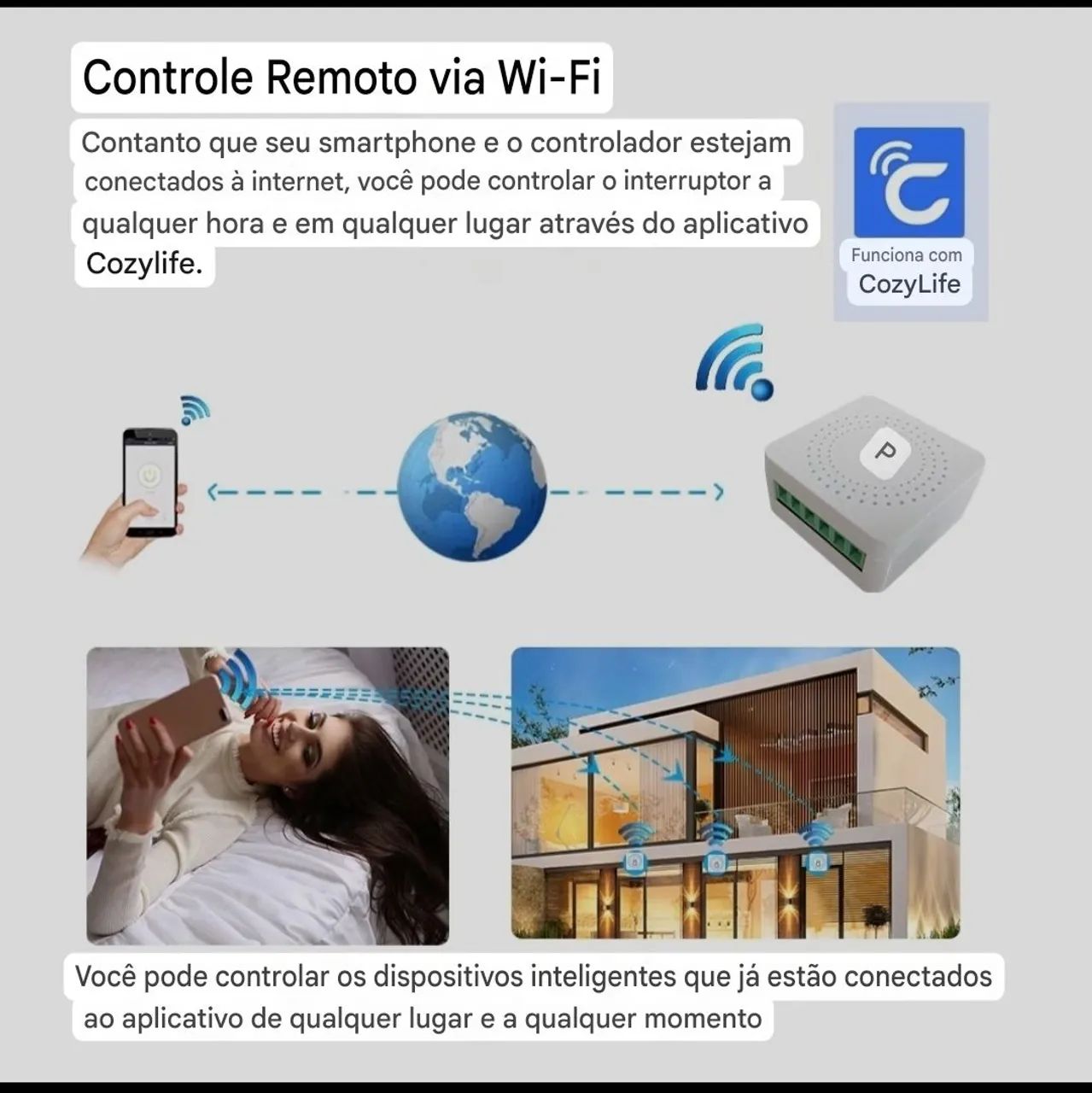 WiFi Smart Mini Switch 16A Controle De Voz Funciona Com Alexa Google - Foto 2