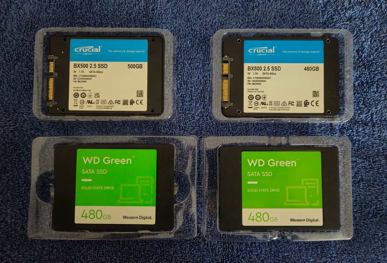 Ssd clucial e WD de 480GB e 500GB 