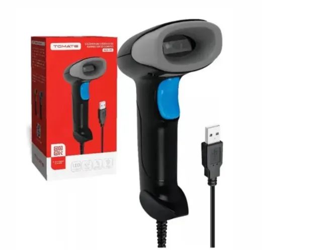 Leitor De Codigo De Barras Com Fio 1.6m Tomate Mdk-102 127/220v Azul Usb