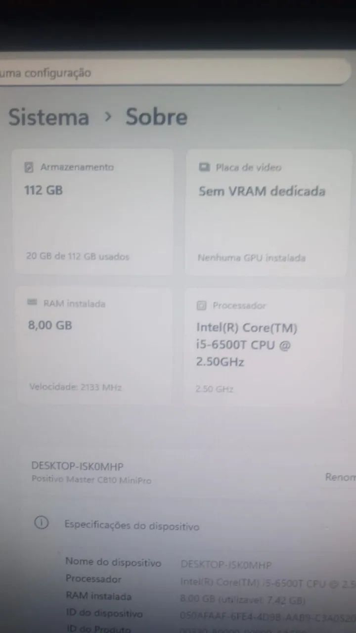 Mini Pc Positivo Master C810 | I5-6500 | 8GB Ram | SSD 128GB - Foto 4