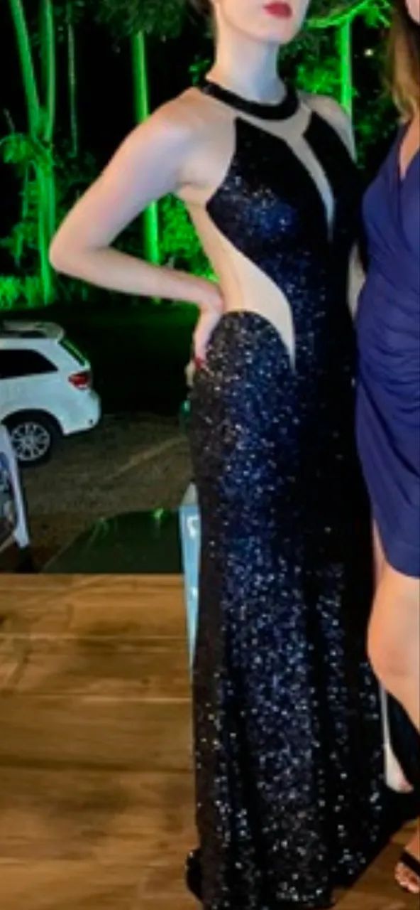 Vestido Longo de Festa Preto com Brilho - Sofisticação e Impacto - Foto 2