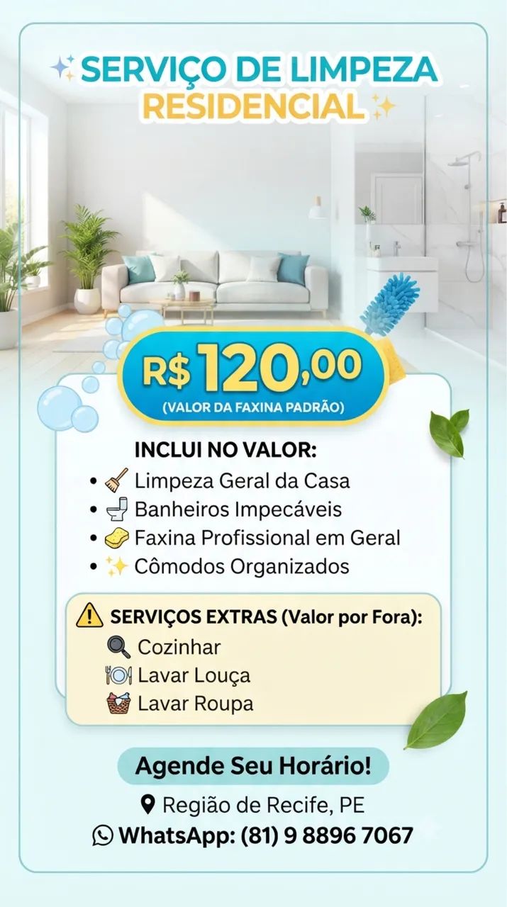 Faxina em casa/apartamento/airbnb