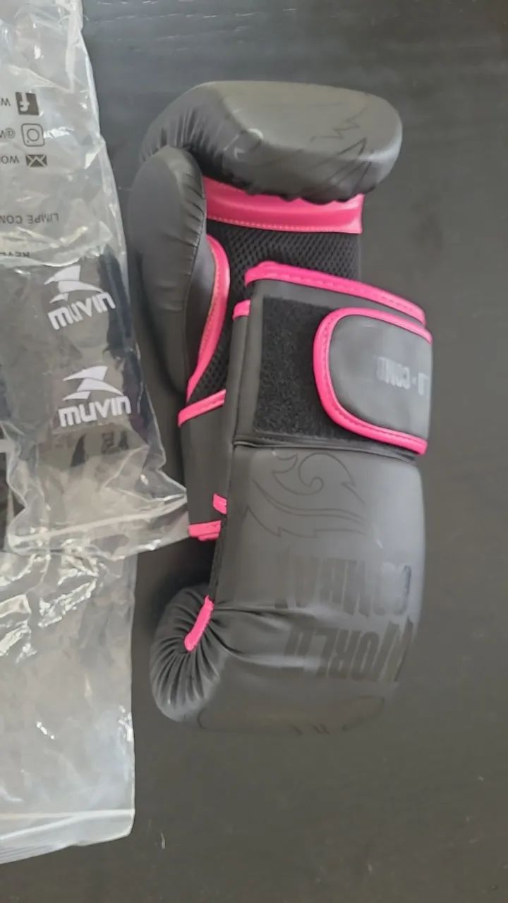 Luva World Combat Shock - Black Pink - Foto 3