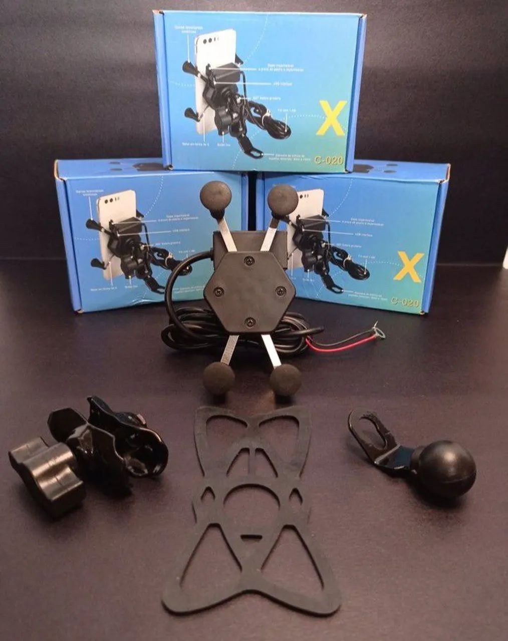 Suporte de celular para moto com carregador