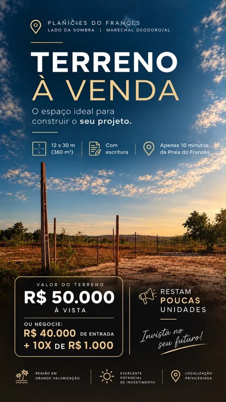 VENDO TERRENO NO FRANCES  