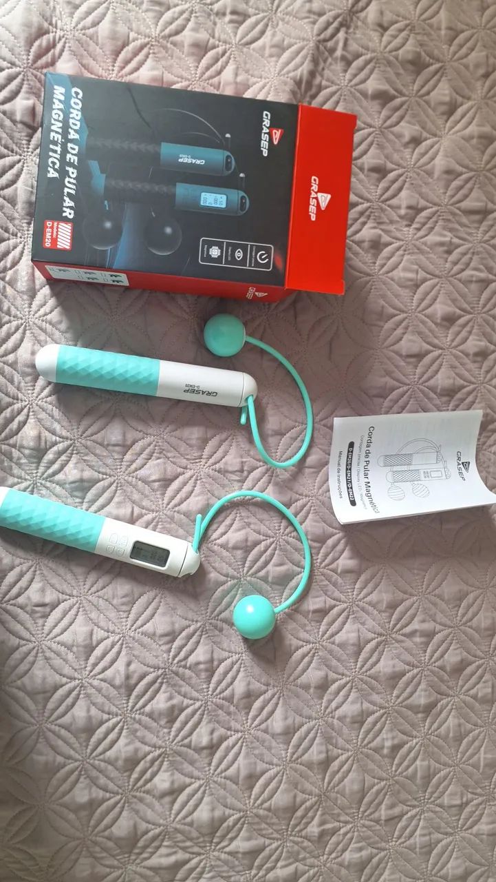 Corda eletronica de pular de academia, ginástica e saúde com visor marcador de pulos,  - Foto 5