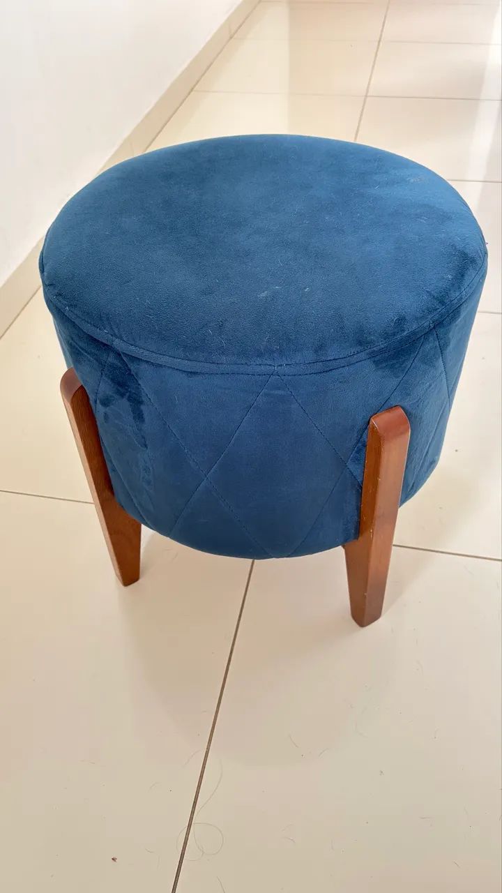 Puff 42 cm Madeira + Azul de Suede