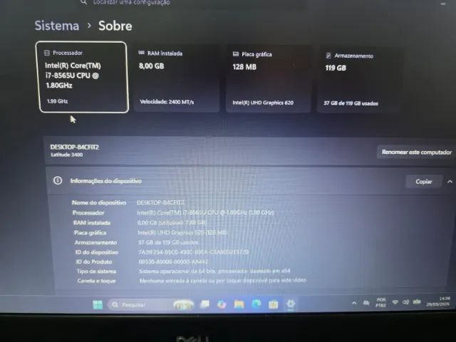 Notebook Dell Latitude 3400 Core i7 de 8° Geração Com 8 Gb De Ram e SSd - Foto 4