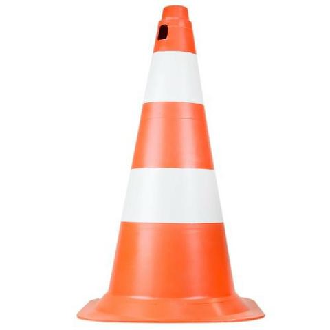 Cone 75Cm Pvc Laranja Com Branco Plastcor