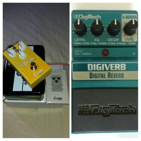 Pedais Power Booster Fire + Digiverb Digitech