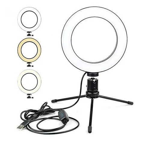 Ring Light De Mesa 6 Polegadas 16cm Iluminação Led Compacto