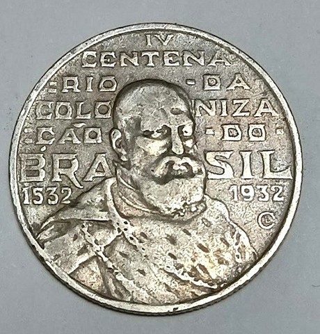 Moeda de prata antiga. Brasil 1932. 2.000 réis. Comemorativa Série Vicentina.  - Foto 3