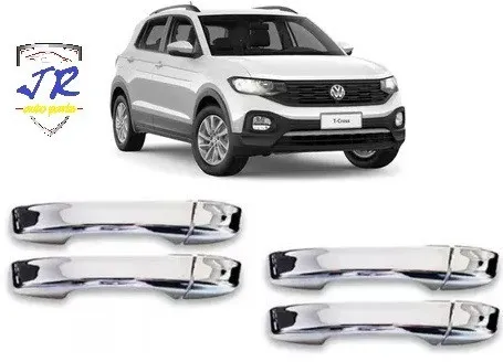 Jogo 4 Aplique Capa Maçaneta Cromada Volkswagen T-Cross 2019 2020 2021 2022