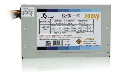 Fonte para pc computador 200W Bivolt Silenciosa Knup kp-517  - Foto 4