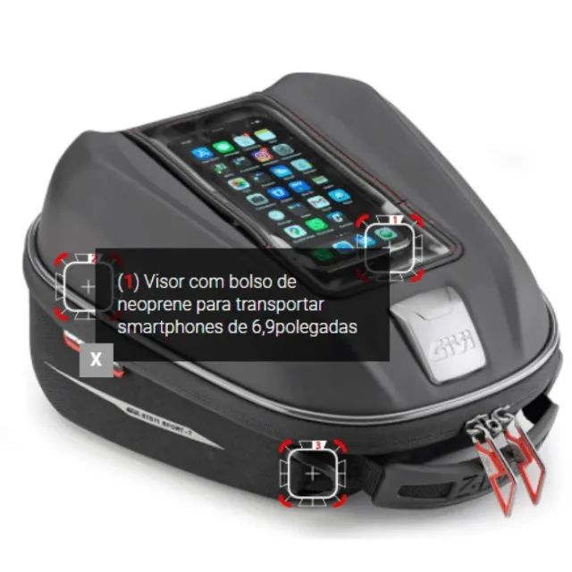 Bolsa De Tanque Givi ST611 Tanklock 6L Preta Moto