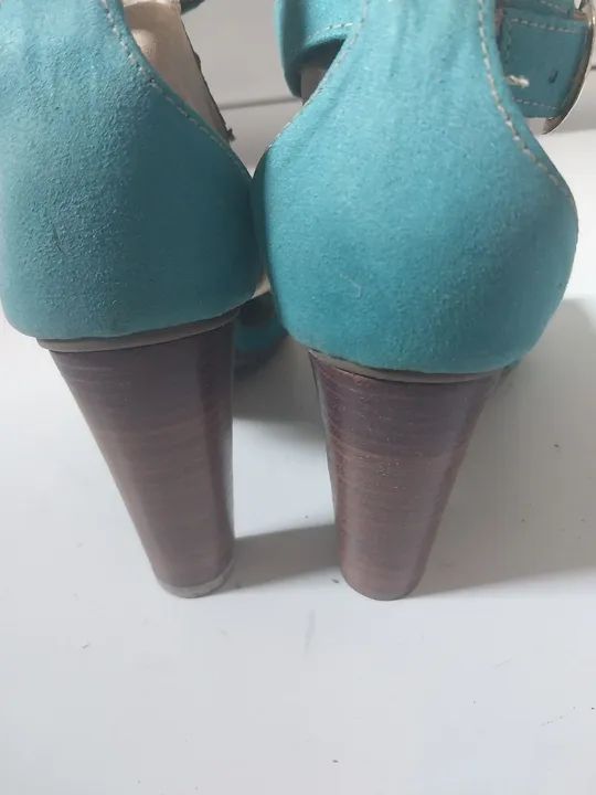 Sandálias de corda azul e branco - Foto 4
