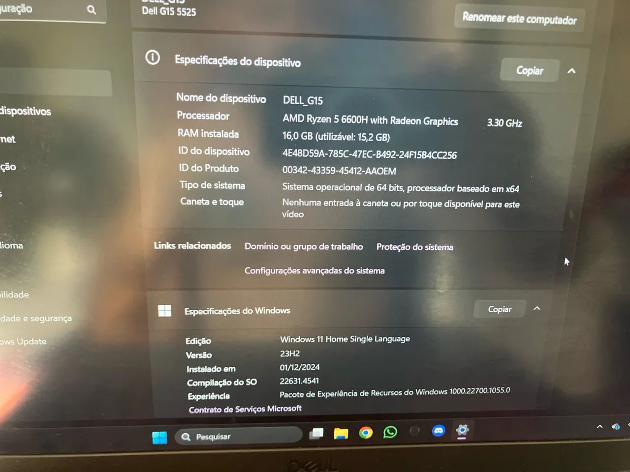 Notebook Dell Gamer G15 + Ryzen 5 6600H + 16 RAM DDR5 + RTX3050 + 256gb - Foto 4