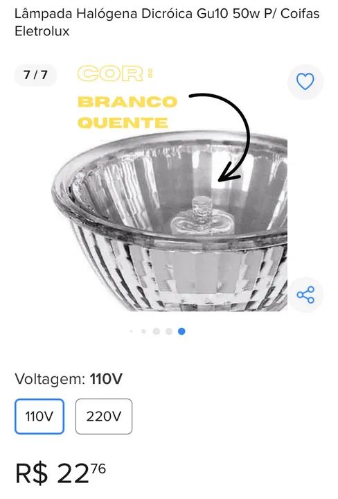 Lâmpada Halógena Dicróica Gu10 50w para Coifas - Foto 5