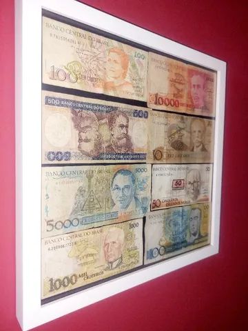 Quadro Cenario C/ 8 Notas Antigas Brasileiras Deco Feng Shui - Foto 4