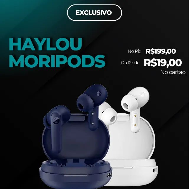 Fone Bluetooth Xiaomi Haylou MoriPods com cancelamento de ruido e ambiente (Ac. Cartão)