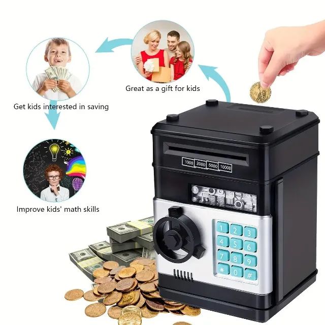 Cofrinho Eletrônico Mini Cofre Automático Moedas Caixa Poupança - Foto 5