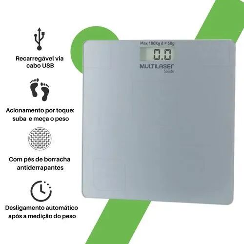 Lacrado  Balança Digital Peso Corporal até 180KG Bateria Recarregável - Foto 2