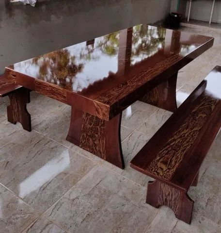 Mesa pedra de ardósia pintada 