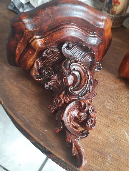 Oratório peanha cor madeira suporte para santo ou imagem ou vaso antigo - Foto 5