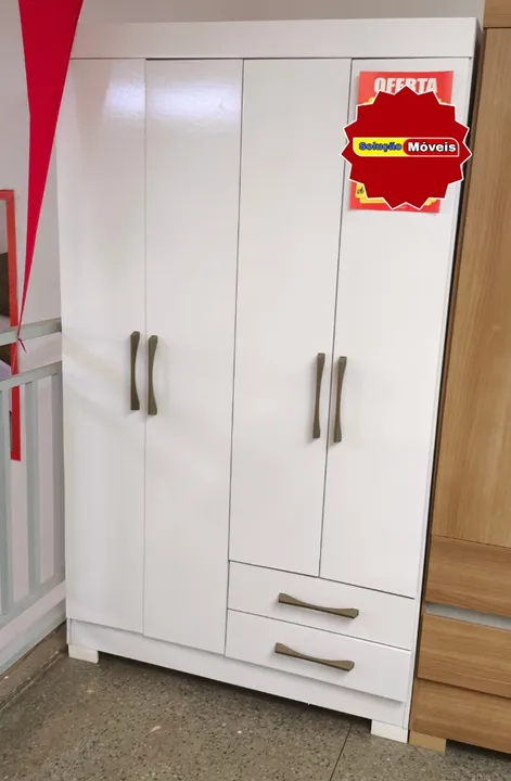 Guarda Roupa de Solteiro 4 Portas e 2 Gavetas (ENTREGAS EM ATÉ 24h)!