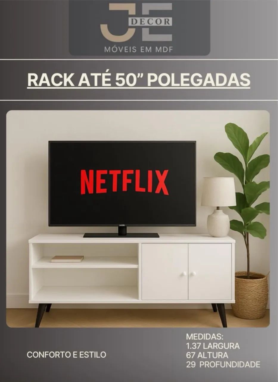 RACK PARA TV DE ATÉ 50 POLEGADAS 100% MDF COM ENTREGA GRÁTIS PARA TODA MANAUS  - Foto 3