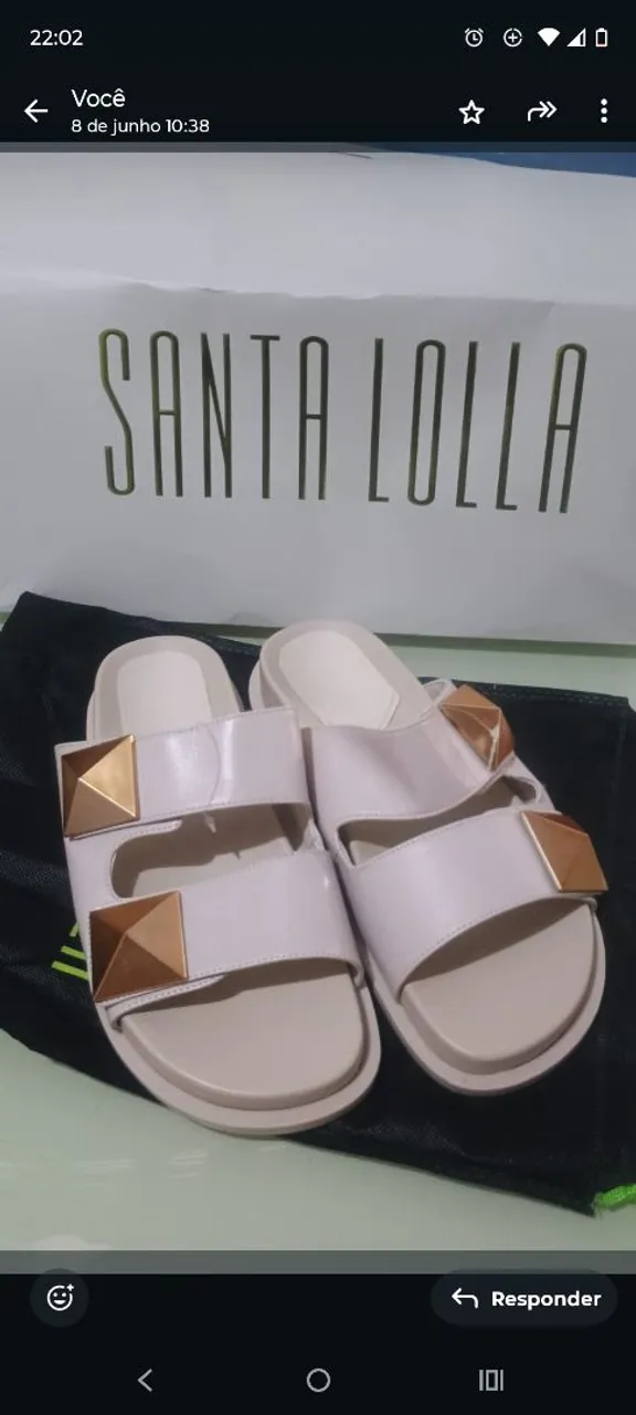 Sandália Santa Lolla com detalhes dourados - Nova