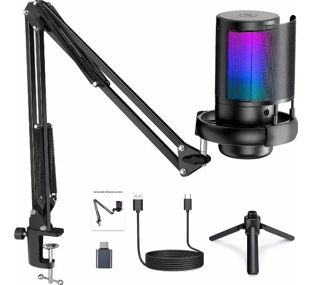 Microfone RGB Condensador USB