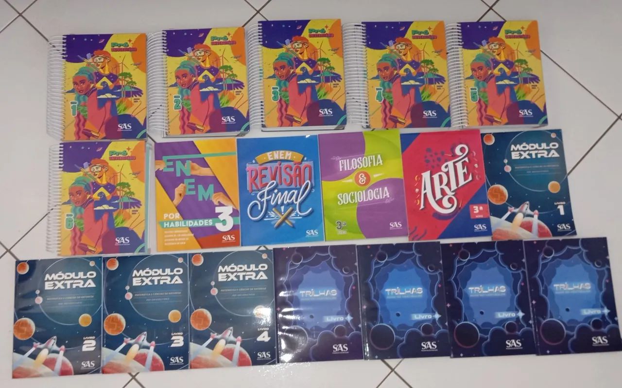 Kit de Livros/Módulos e Apostilas SAS - 3° série do Ensino Médio e Pré-Vestibular.