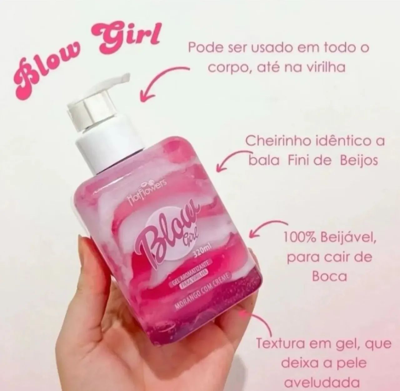 Gel Aromatizante Blow Girl Morango com Creme - 320ml - Foto 2