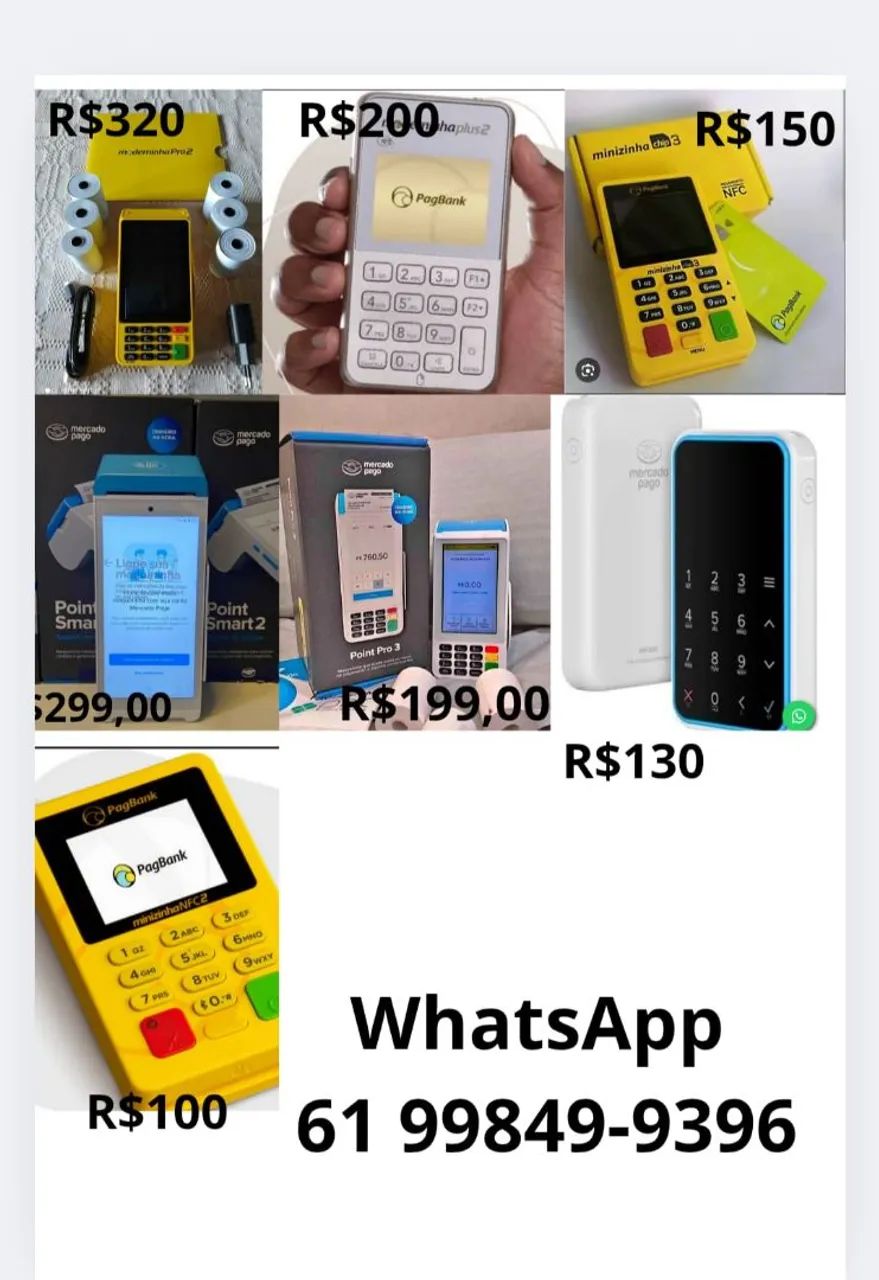 Maquina de cartão PagSeguro e Mercado Pago
