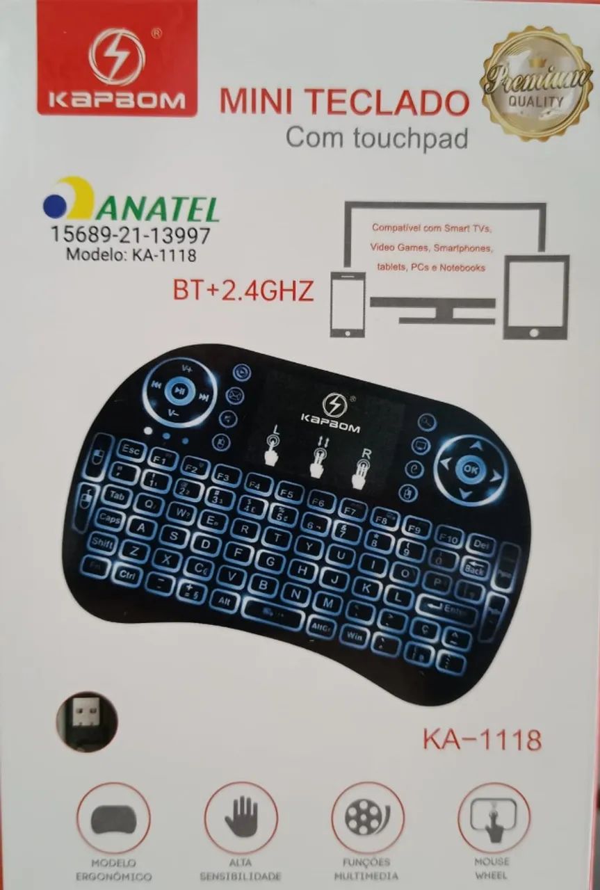 Mini Teclado Wireless Touch.  c/  Nano  Usb 2.0 ! ! Recarregável  !  