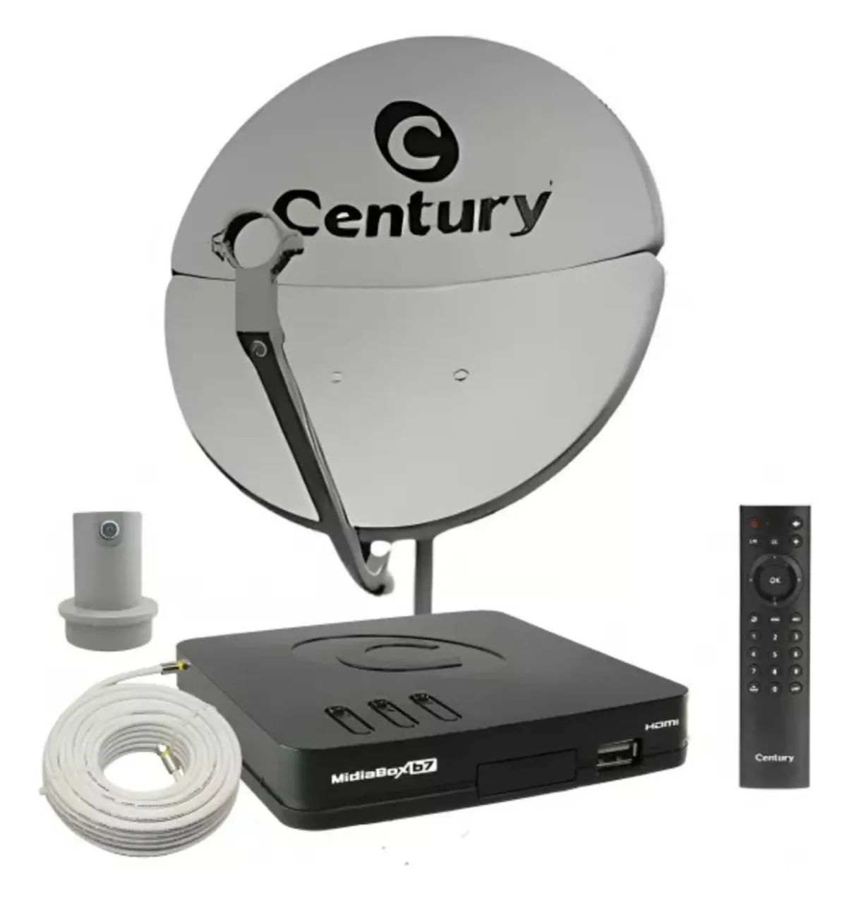 ANTENA PARABÓLICA KIT Completo Banda KU Century com midiabox B7