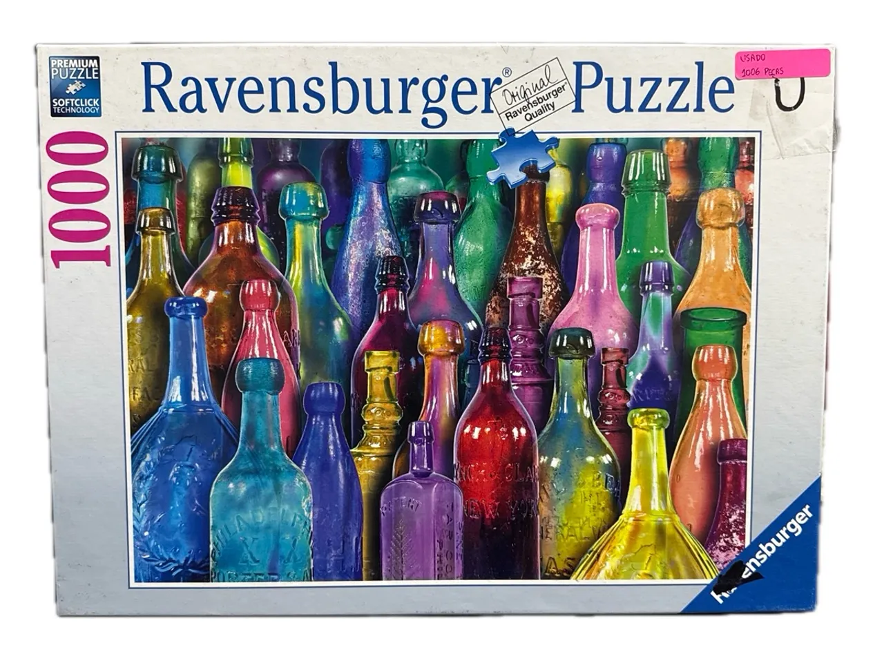 Quebra cabeça Ravensburger 1000 Peças - Garrafas Coloridas Usado Completo