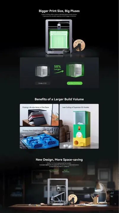 Impressora 3D Ender-3 V3 Plus - Imprima Modelos Grandes!