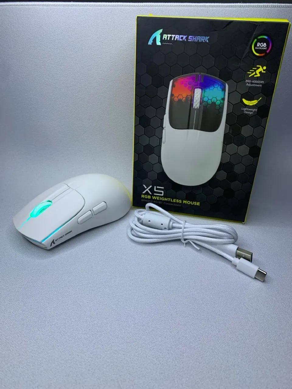 Mouse Gamer Attack Shark X5 Branco - Novo
