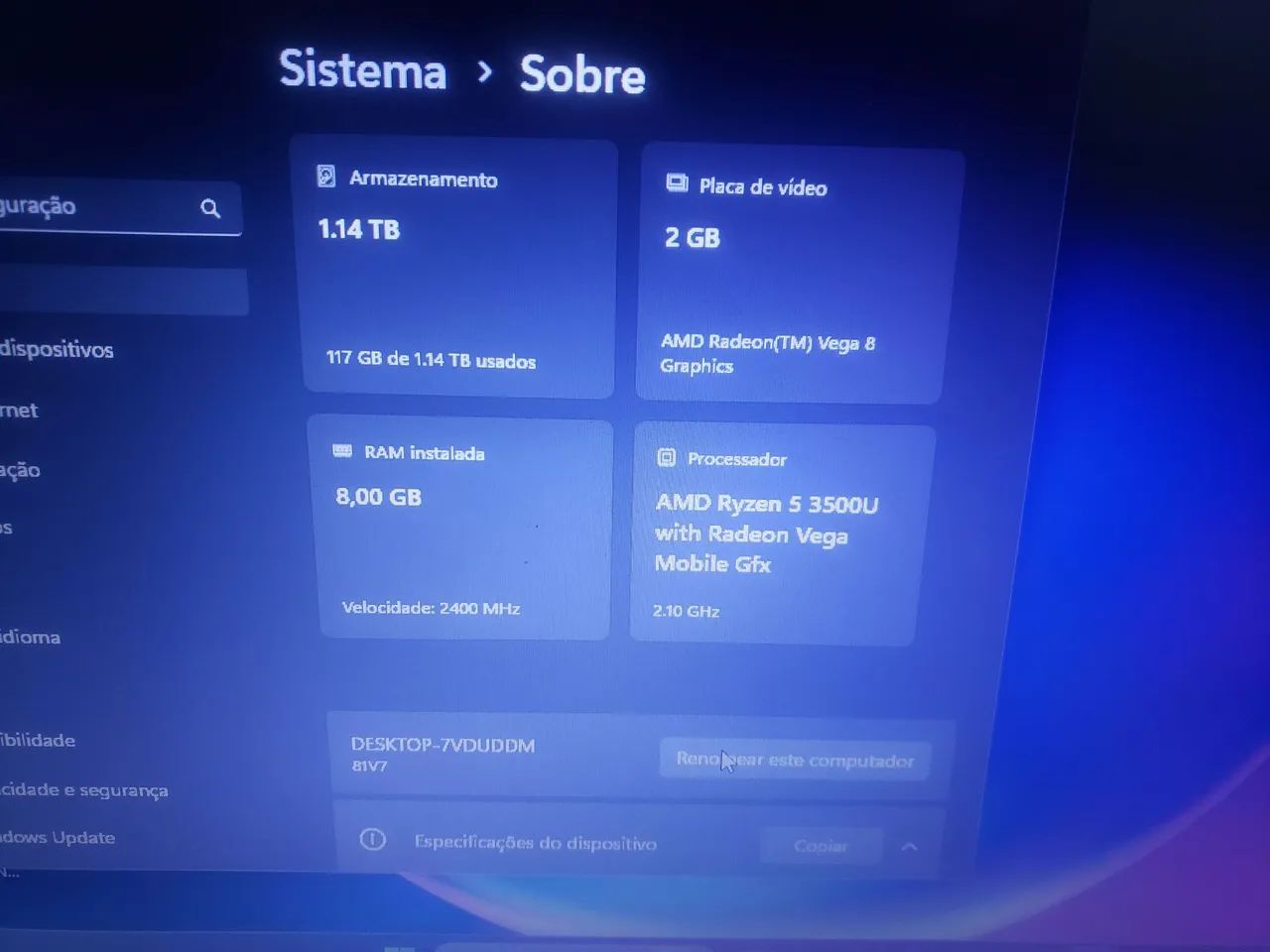 Notebook ryzen 5 3500u 256 ssd+ 1tb - Foto 2