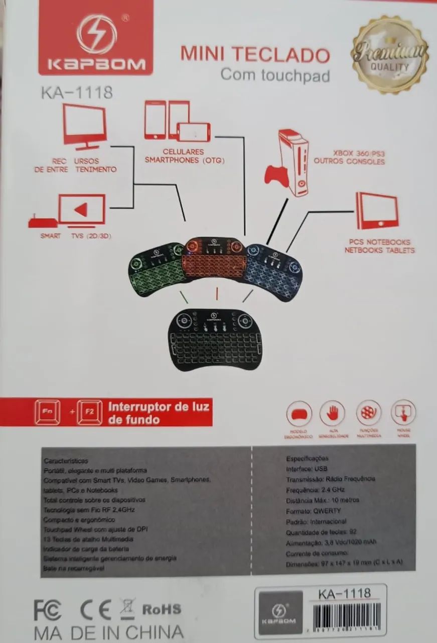 Mini Teclado Wireless Touch.  c/  Nano  Usb 2.0 ! ! Recarregável  !   - Foto 2