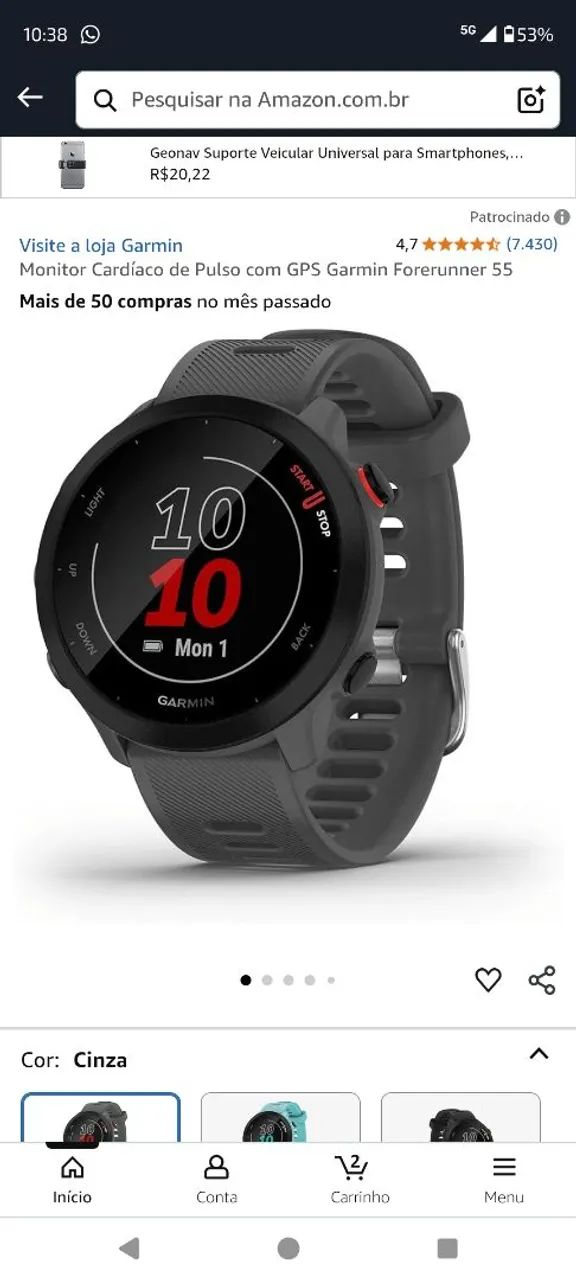 Relógio Garmin Forerunner 55 GPS - Foto 3